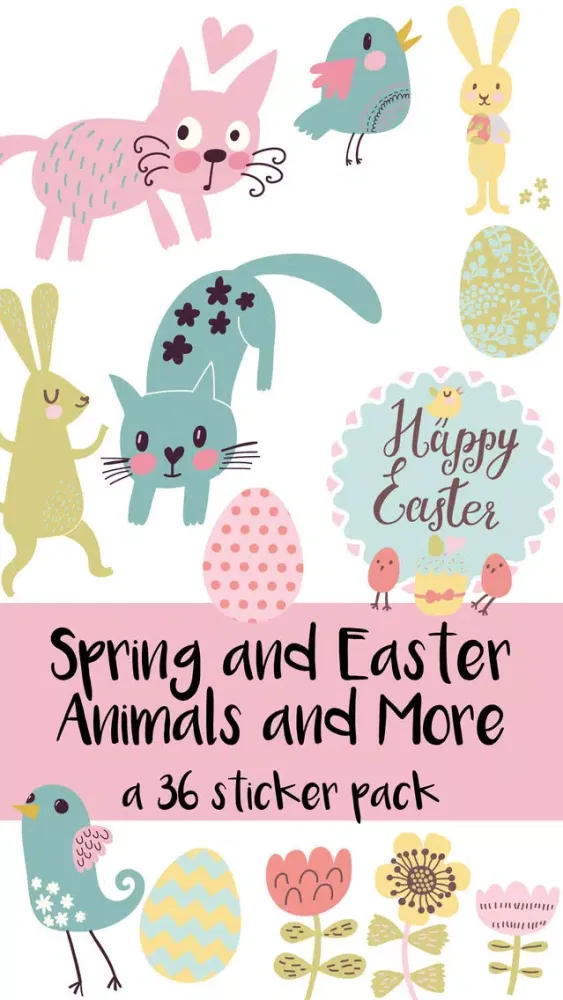 Spring and Easter Animals and More Sticker Pack Screenshots