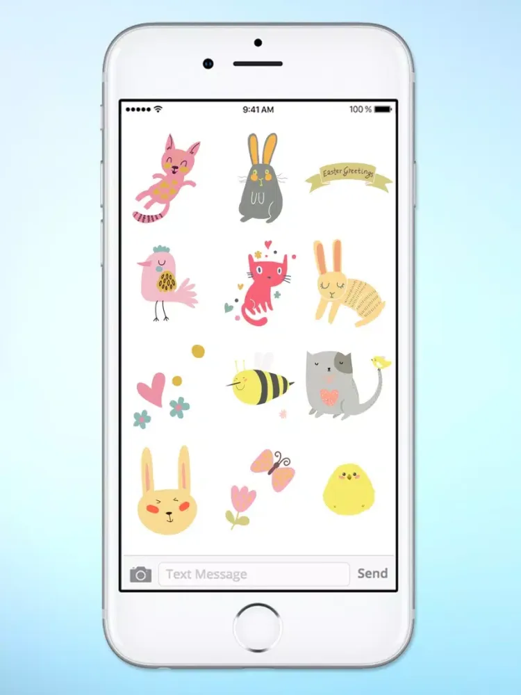 صور Spring and Easter Cats and Bunnies Sticker Pack iPad 