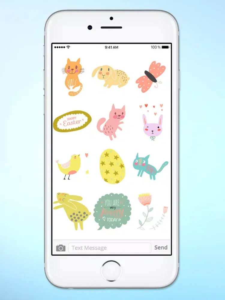 صور Spring and Easter Cats and Bunnies Sticker Pack iPad 