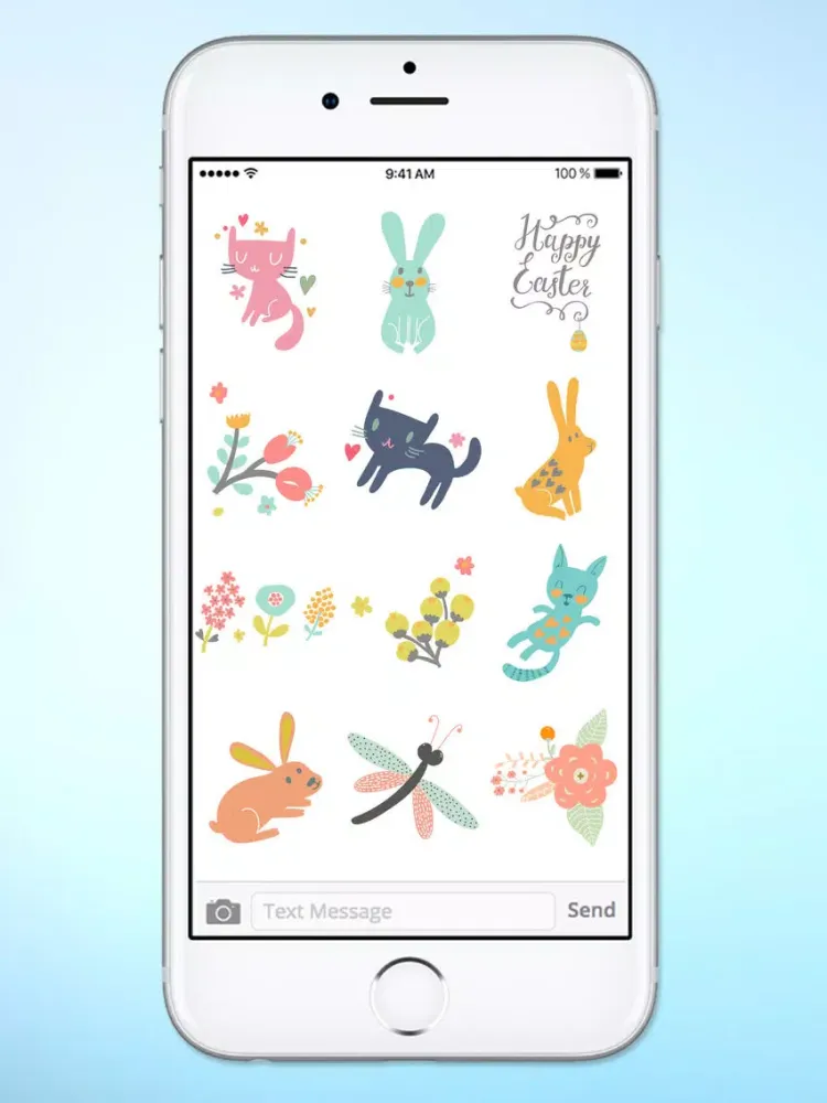 صور Spring and Easter Cats and Bunnies Sticker Pack iPad 