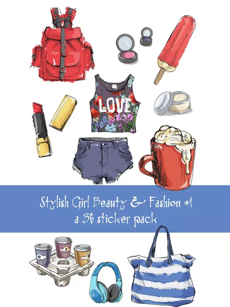 Zrzuty ekranu Stylish Girl Beauty and Fashion Sticker Pack 1 iPad 