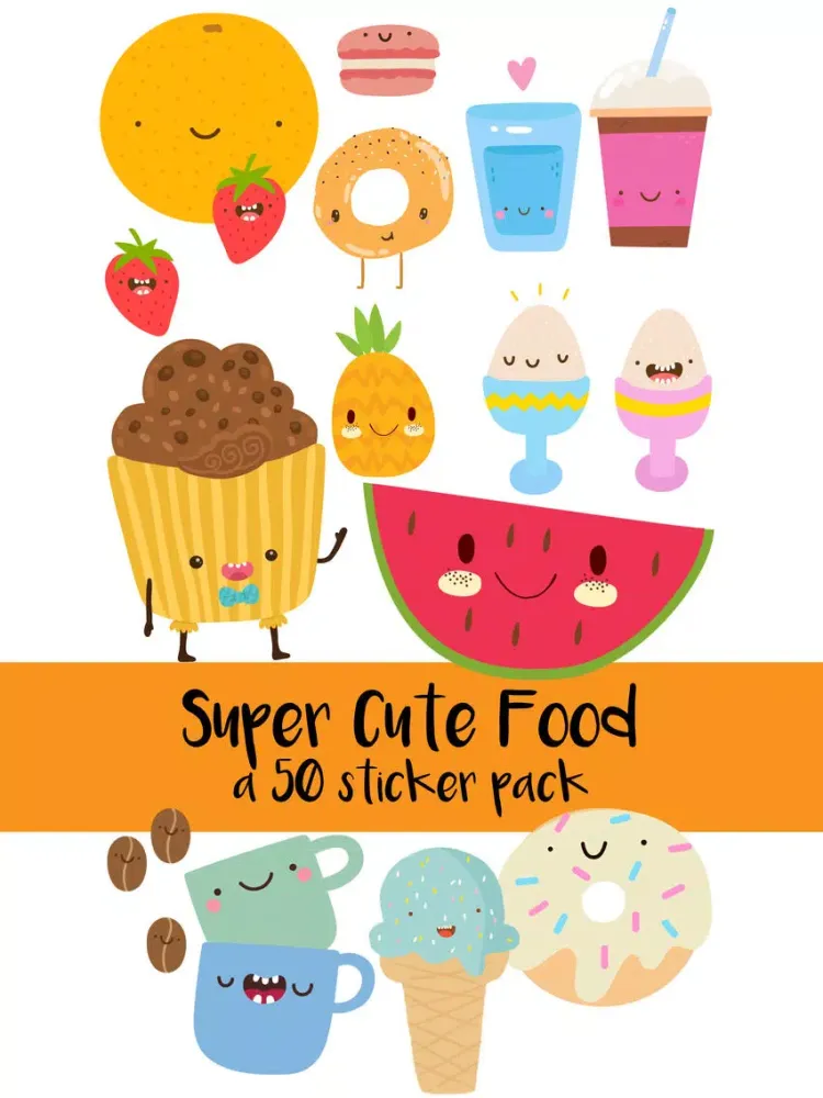 Super Cute Food Sticker Pack iPad  Screenshots