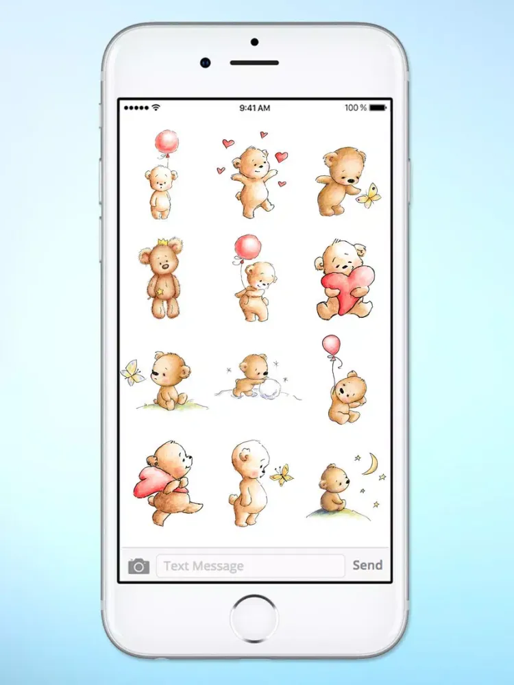 Capturas de tela do Teddy Bear Balloons Hearts & Butterflies Stickers iPad 