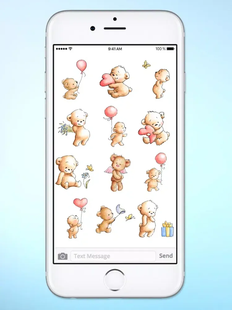 Capturas de tela do Teddy Bear Balloons Hearts & Butterflies Stickers iPad 