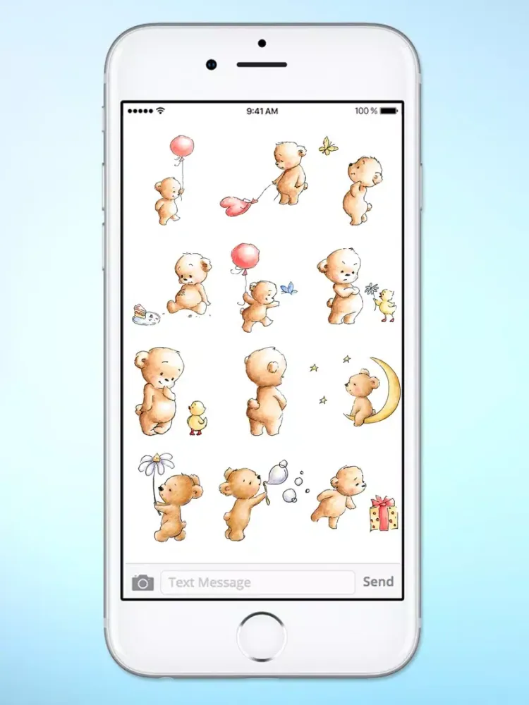 Capturas de tela do Teddy Bear Balloons Hearts & Butterflies Stickers iPad 