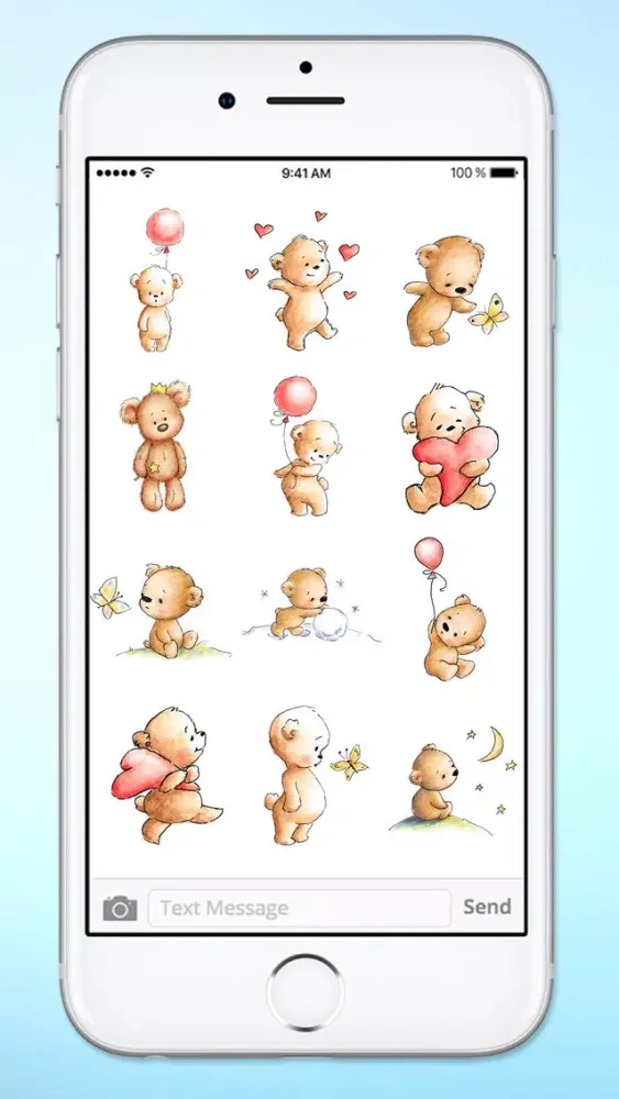 Capturas de tela do Teddy Bear Balloons Hearts & Butterflies Stickers