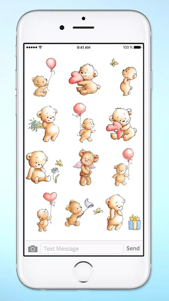Capturas de tela do Teddy Bear Balloons Hearts & Butterflies Stickers