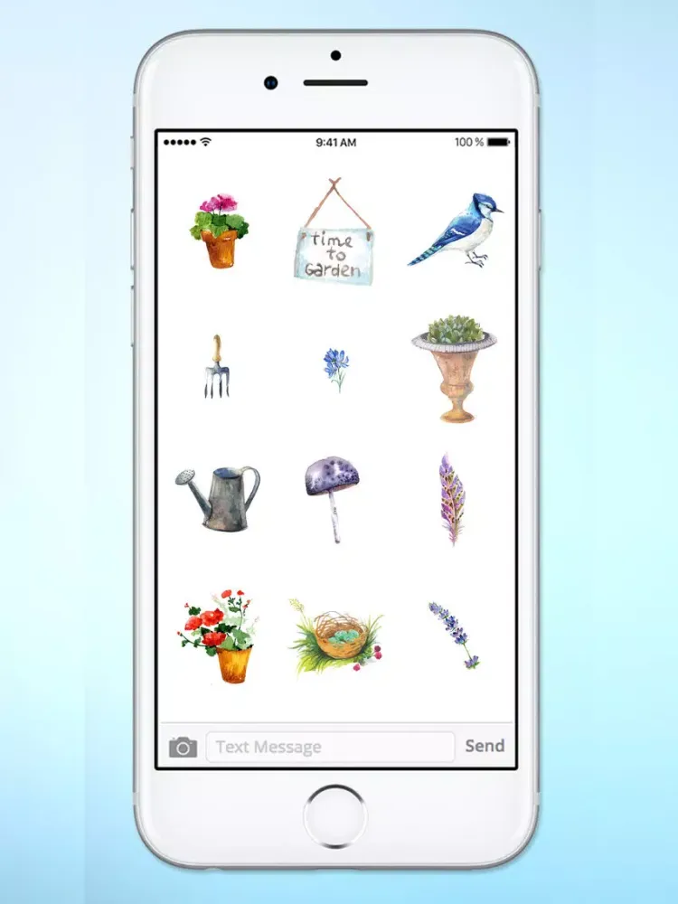 Watercolor Gardening Flowers and Birds Sticker Pac iPad  Ekran Görüntüleri