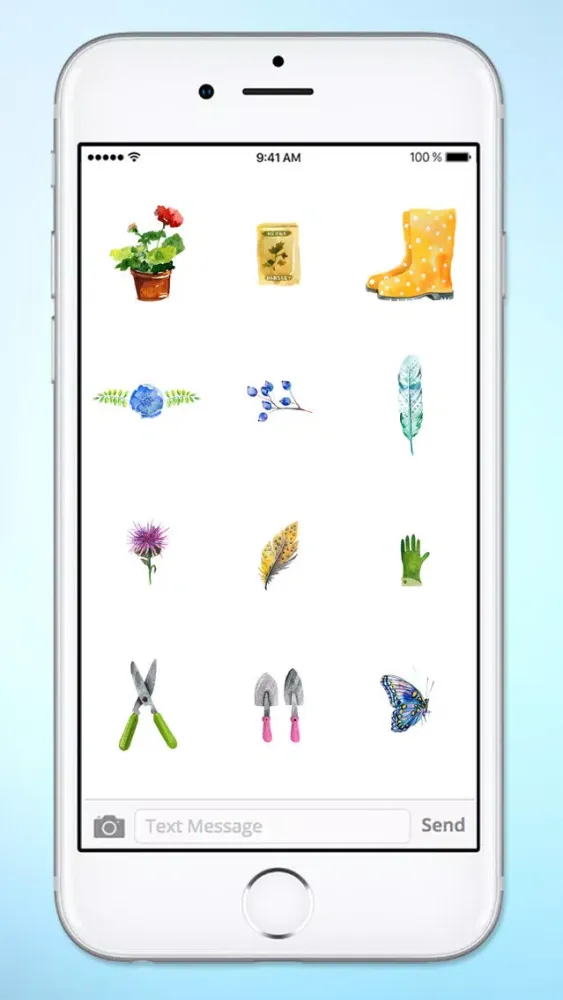 Watercolor Gardening Flowers and Birds Sticker Pac Ekran Görüntüleri