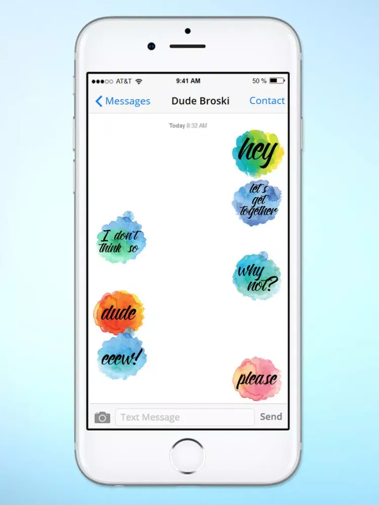 Watercolor Messages and Text Sticker Pack iPad  Screenshots