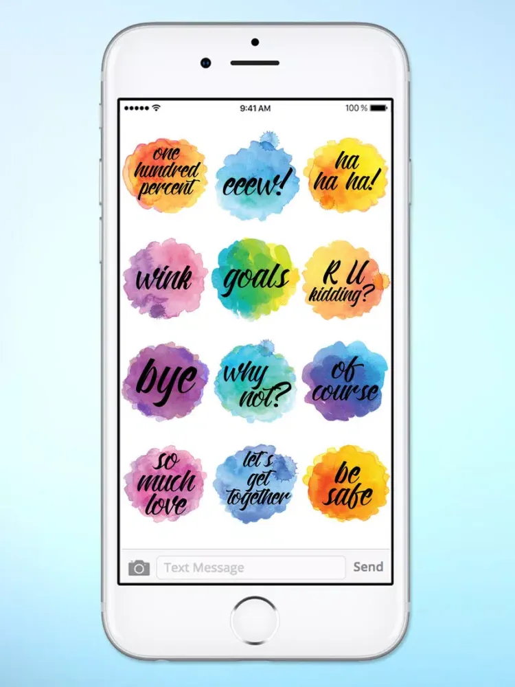 Watercolor Messages and Text Sticker Pack iPad  Screenshots