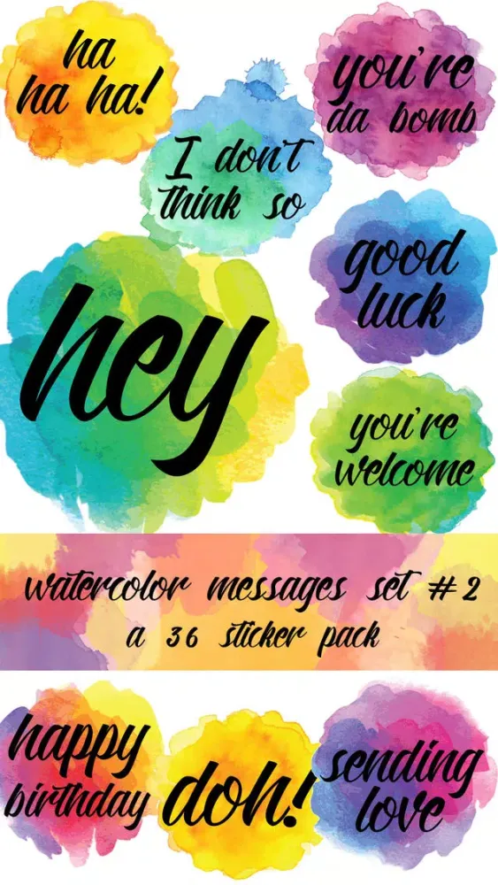 Watercolor Messages and Text Sticker Pack Screenshots