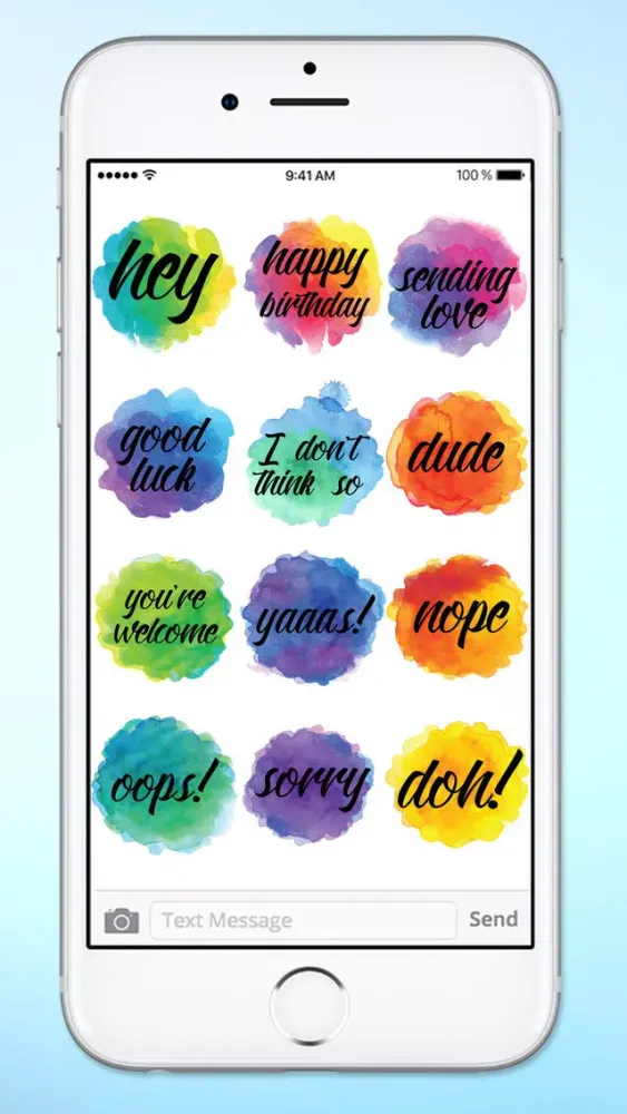 Watercolor Messages and Text Sticker Pack Screenshots