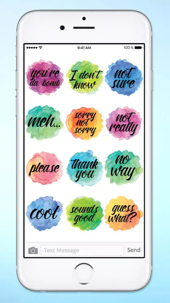 Watercolor Messages and Text Sticker Pack Screenshots
