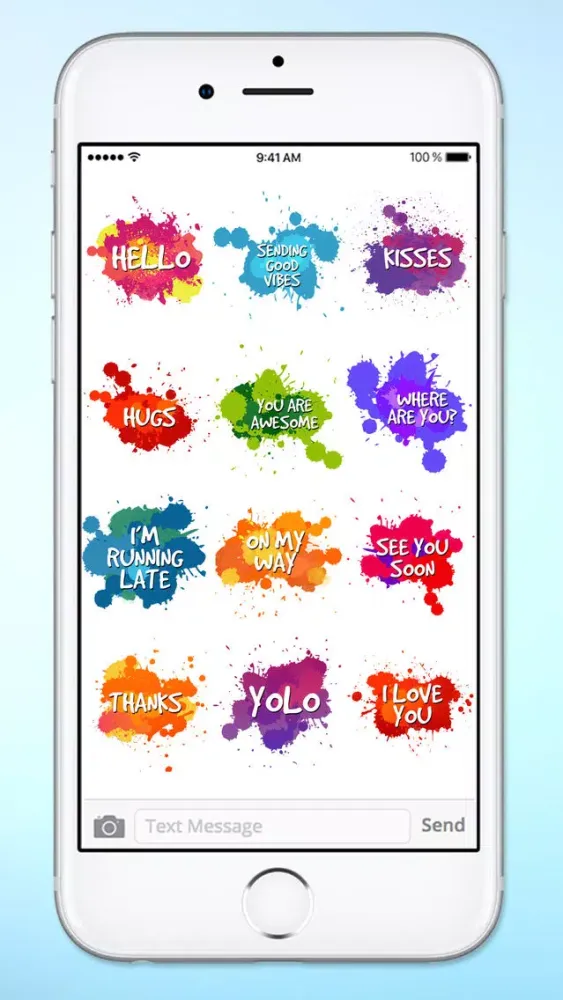 تصاویر Watercolor Paint Splat Words Text Sticker Pack