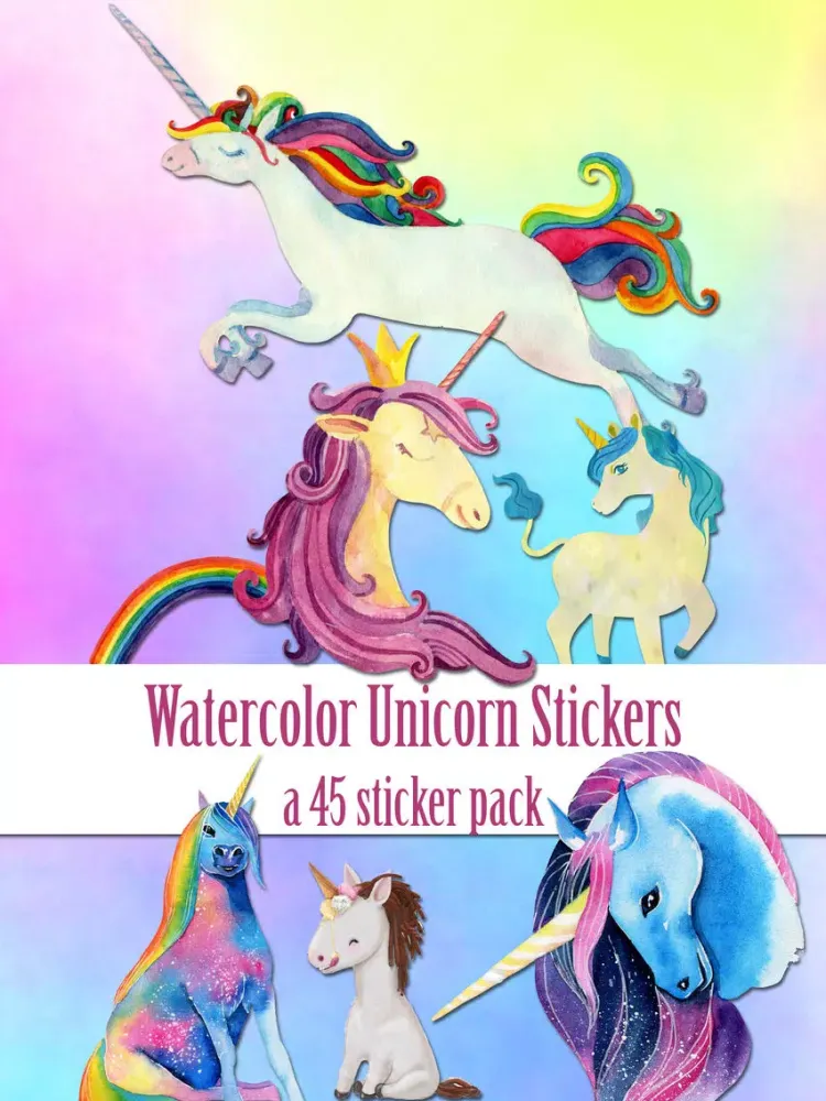Ảnh chụp màn hình của Watercolor Unicorn Sticker Pack iPad 