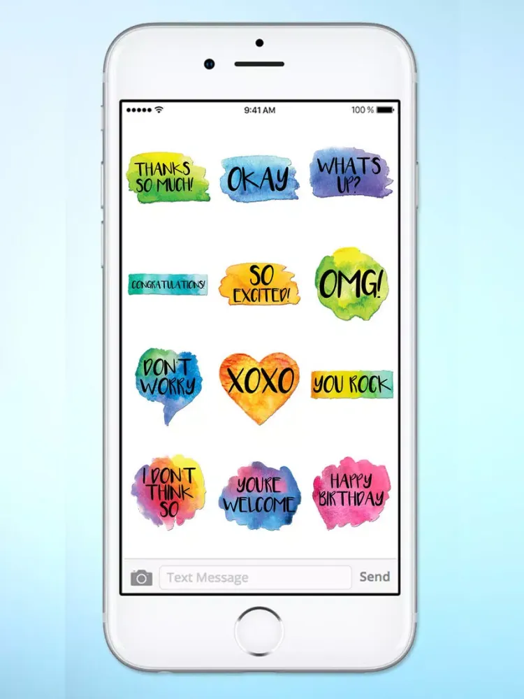 صور Watercolor Words Text Sticker Pack iPad 