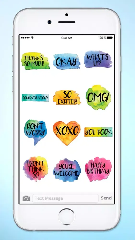 صور Watercolor Words Text Sticker Pack