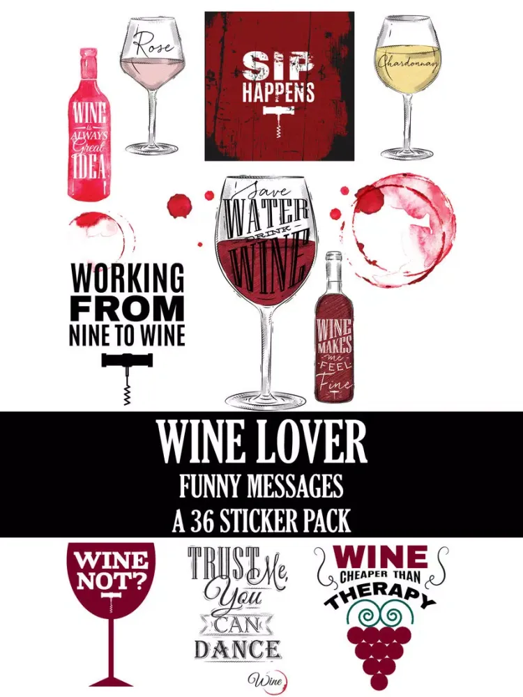 Wine Lover Funny Messages Sticker Pack iPad  スクリーンショット