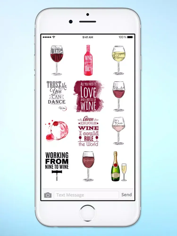 Wine Lover Funny Messages Sticker Pack iPad  スクリーンショット