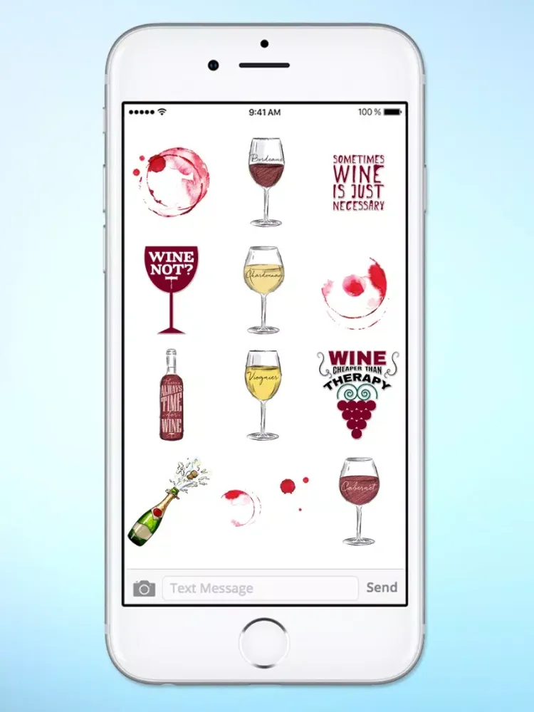 Wine Lover Funny Messages Sticker Pack iPad  スクリーンショット