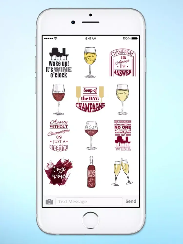 Wine Lover Funny Messages Sticker Pack iPad  スクリーンショット