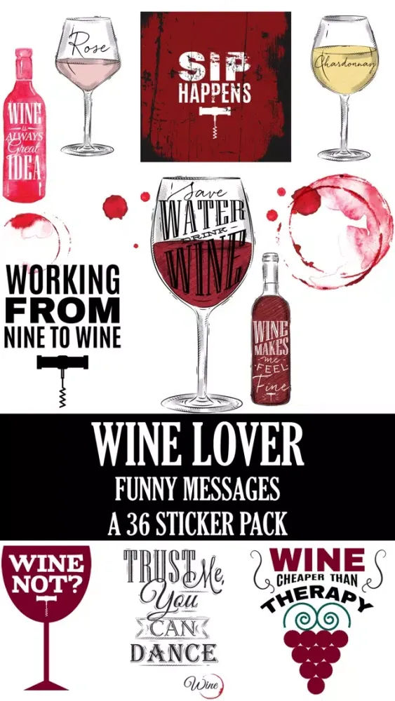 Wine Lover Funny Messages Sticker Pack スクリーンショット