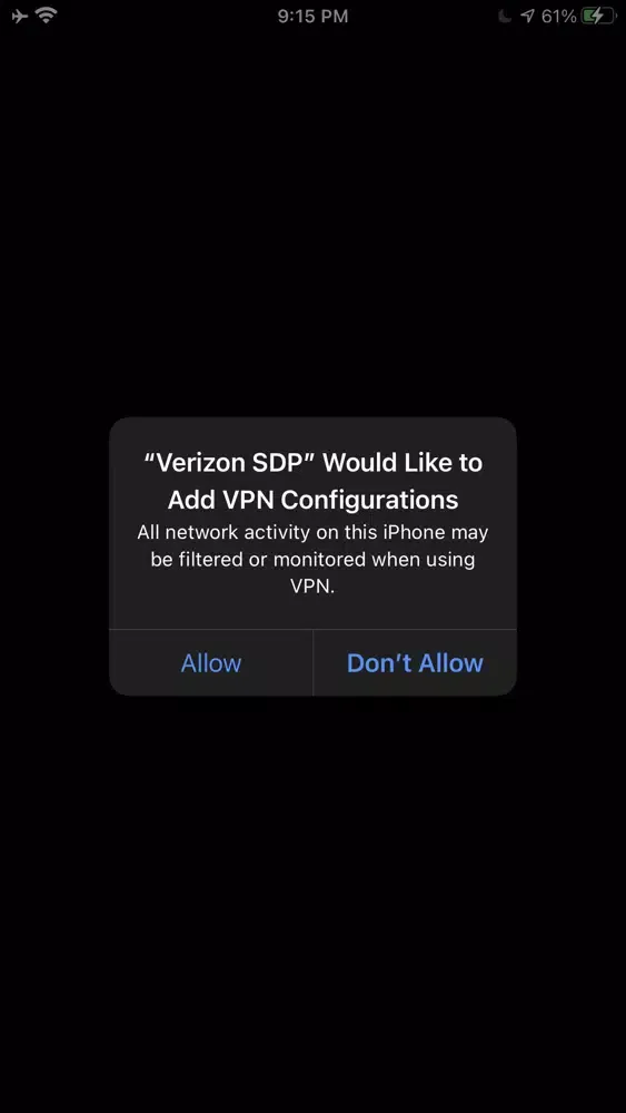 Ảnh chụp màn hình của Verizon SDP