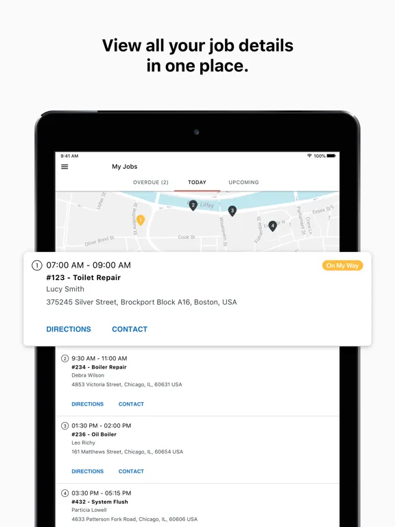 Tangkapan skrin Field Service Dispatch iPad 