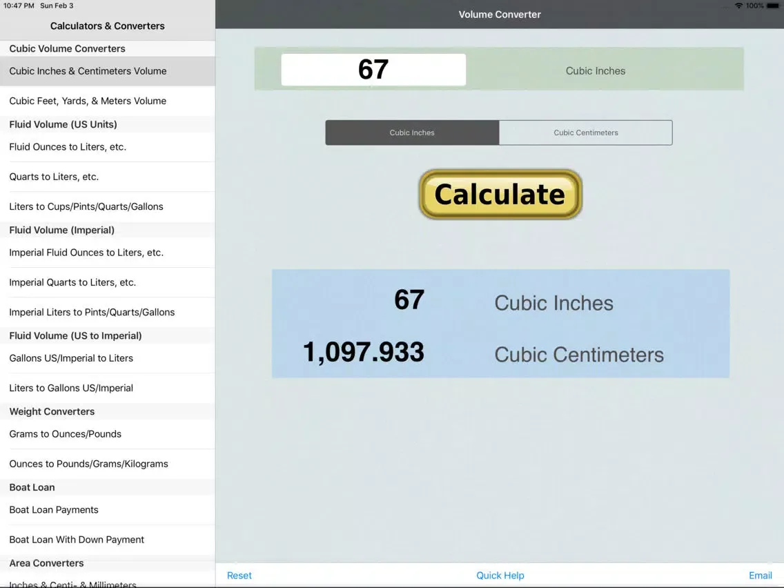 Zrzuty ekranu Volume & Weight Converter Calc iPad 