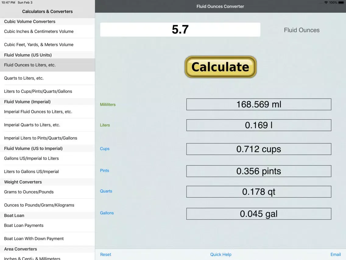 Zrzuty ekranu Volume & Weight Converter Calc iPad 