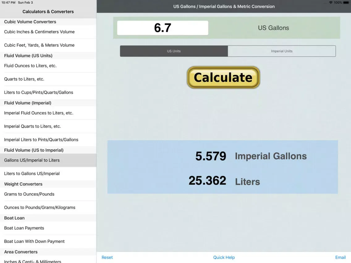 Zrzuty ekranu Volume & Weight Converter Calc iPad 
