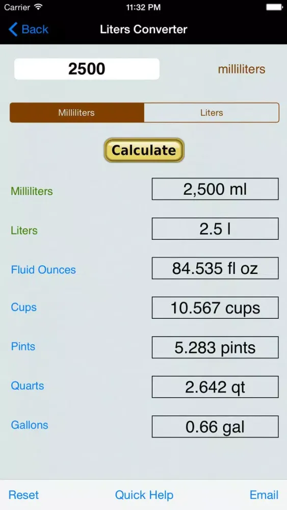 Zrzuty ekranu Volume & Weight Converter Calc