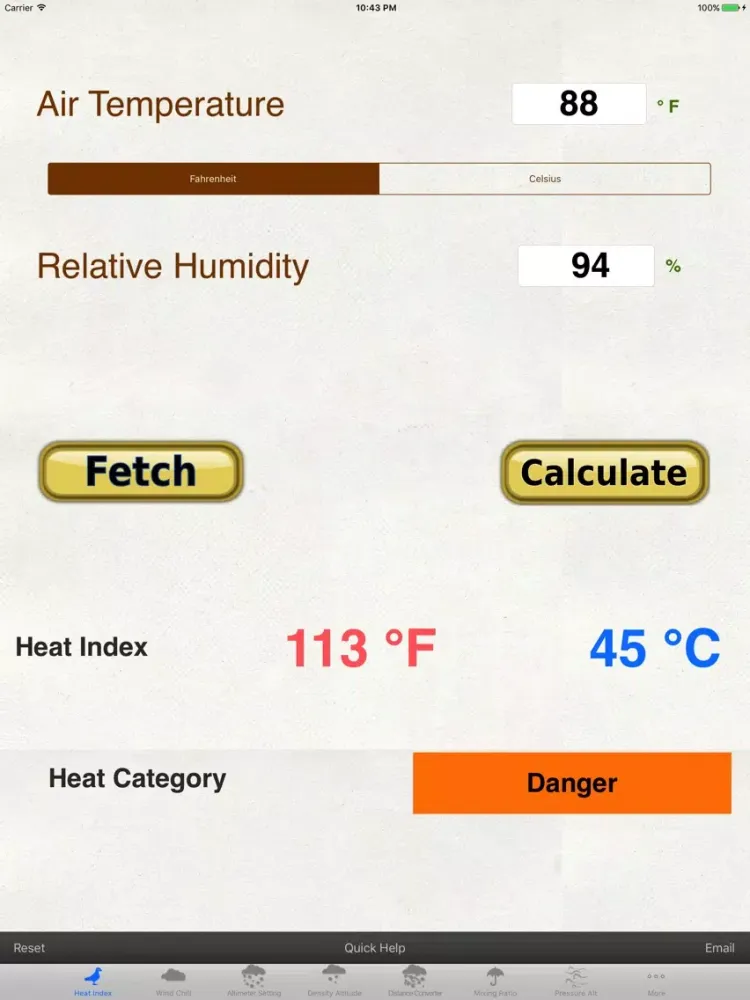 Weather Calc & Conv Temp,Solar,Pressure,Altimeter iPad  スクリーンショット