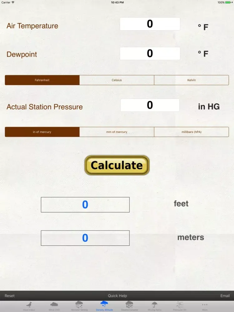 Weather Calc & Conv Temp,Solar,Pressure,Altimeter iPad  スクリーンショット