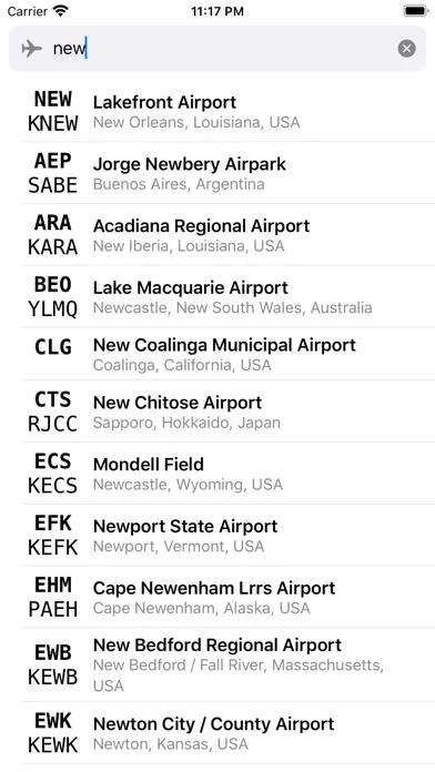 Ảnh chụp màn hình của Airport Codes