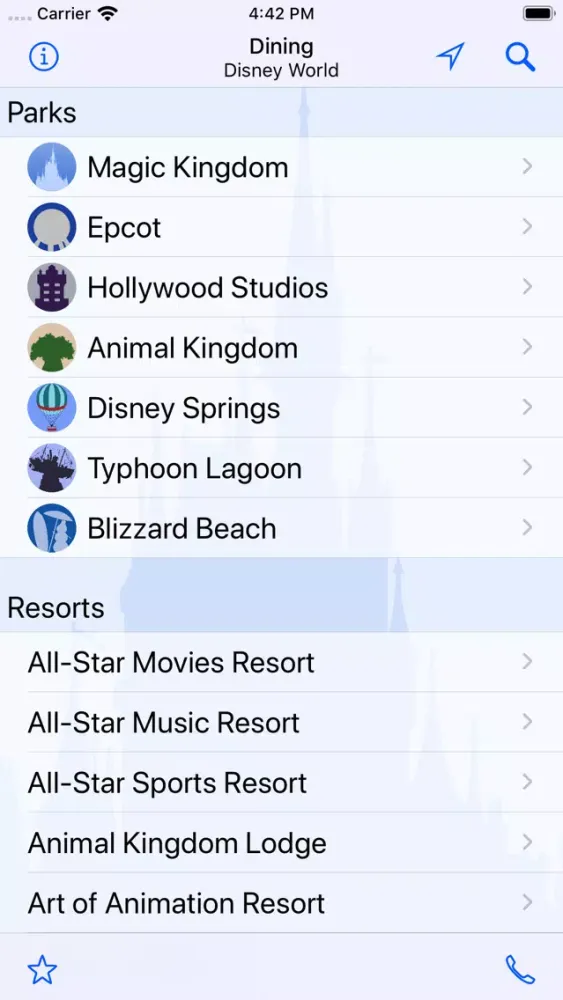 Zrzuty ekranu Dining for Disney World