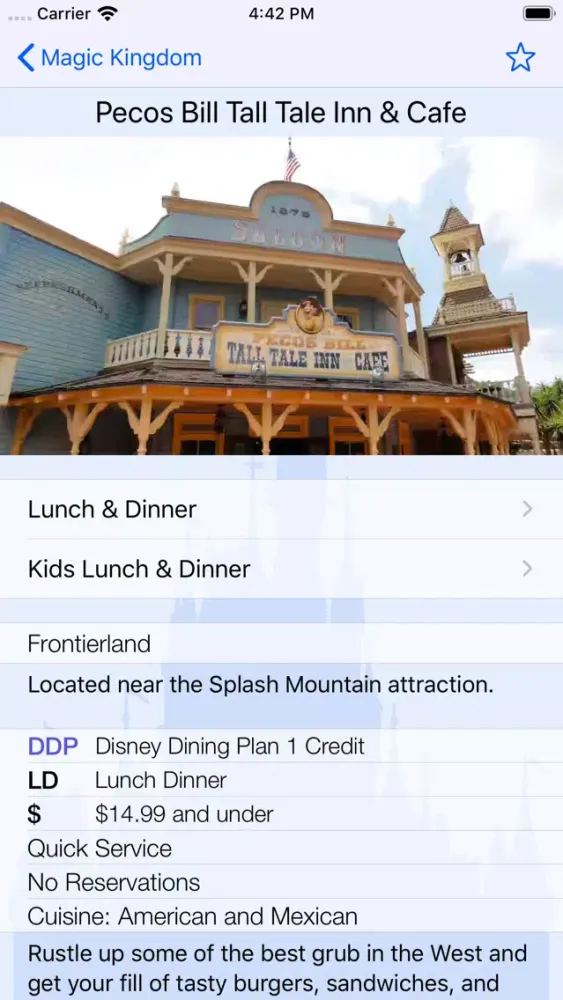 Zrzuty ekranu Dining for Disney World