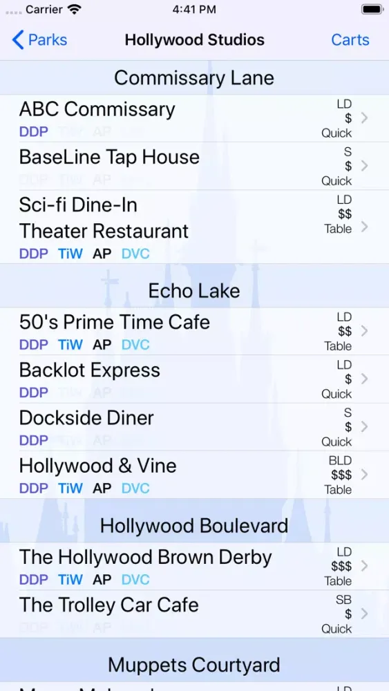 Zrzuty ekranu Dining for Disney World