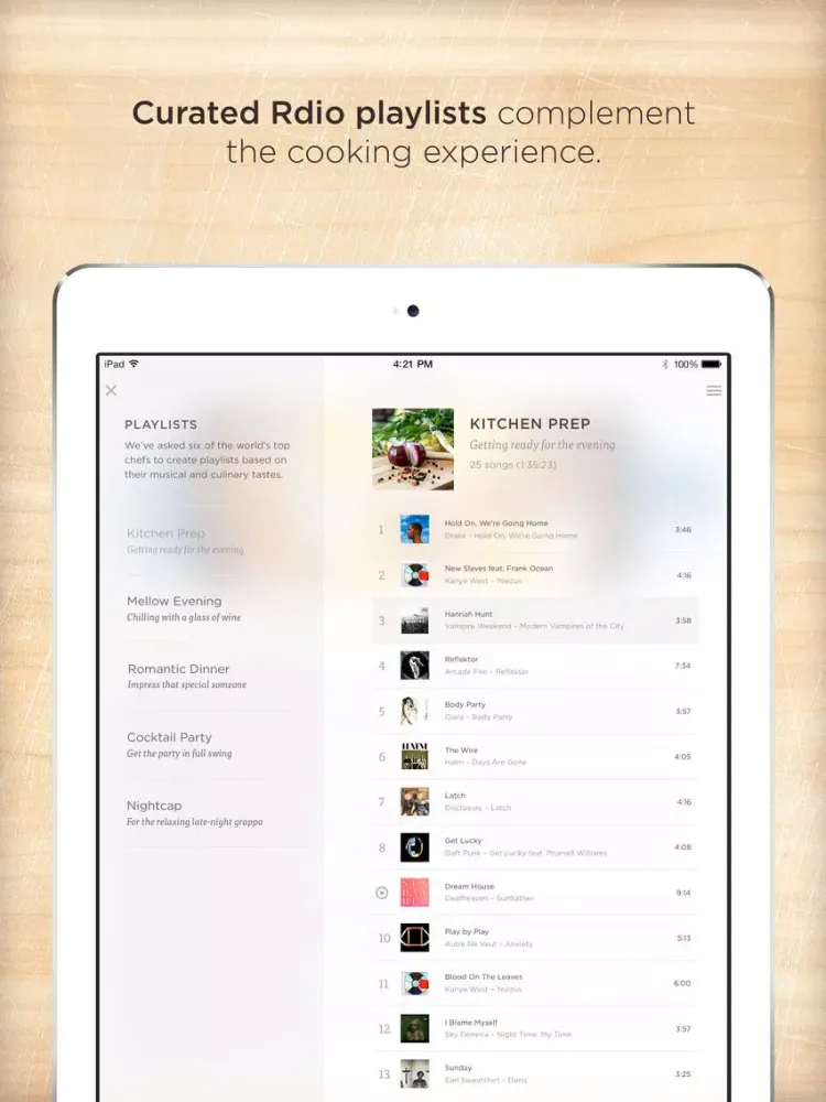 Ảnh chụp màn hình của Tavola - Italian recipes, wine pairings and music iPad 