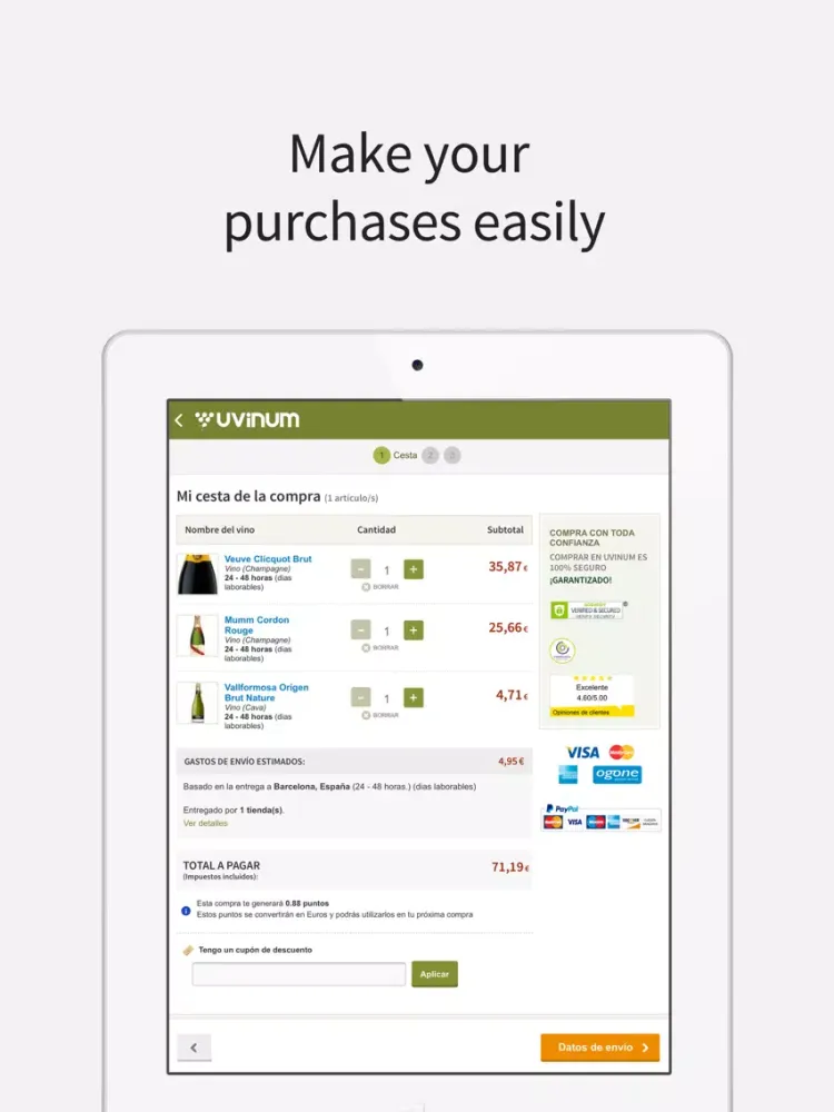 Tangkapan layar Drinks&Co: Buy wine iPad 