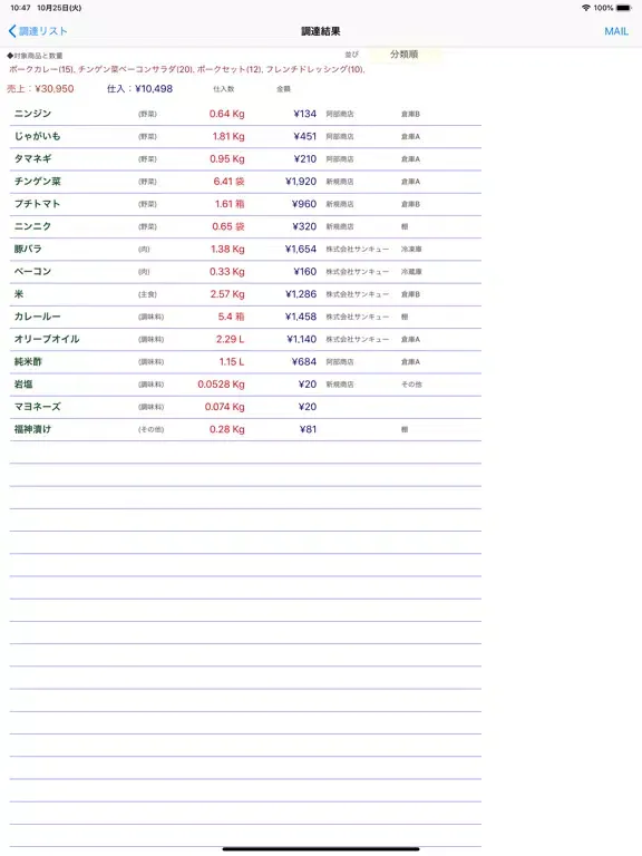 Скриншоты レシピ原価計算 iPad 
