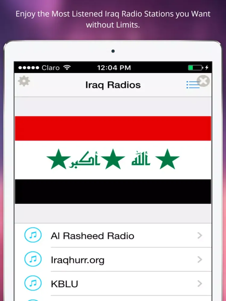 Tangkapan skrin A Iraq Radios Online: Iranian Music / راديو العراق لايف iPad 