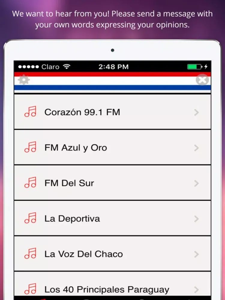 Tangkapan layar A+ Paraguay Radios: Live Stations with Sports, News and Music iPad 