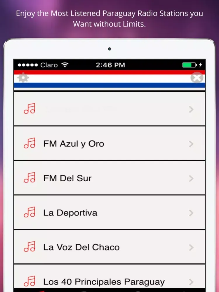 Tangkapan layar A+ Paraguay Radios: Live Stations with Sports, News and Music iPad 