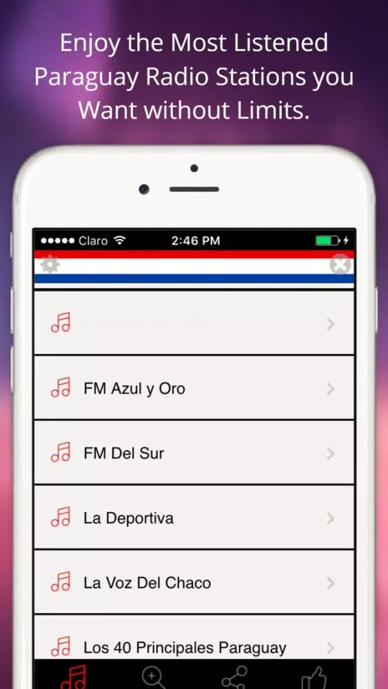 Tangkapan layar A+ Paraguay Radios: Live Stations with Sports, News and Music