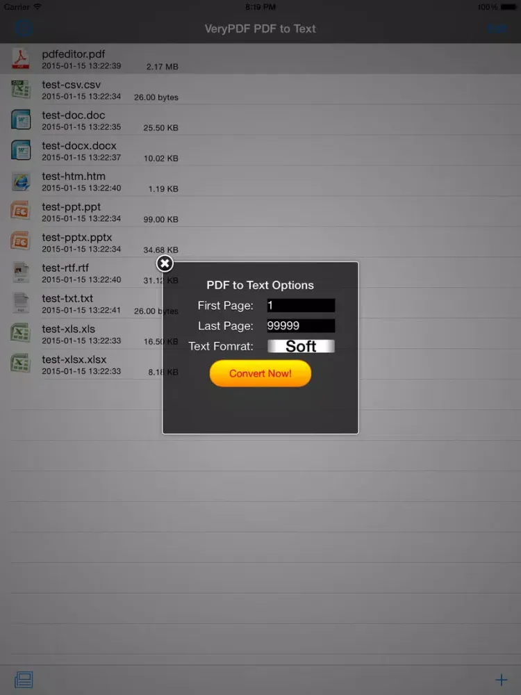 VeryPDF PDF to Text iPad 應用截圖