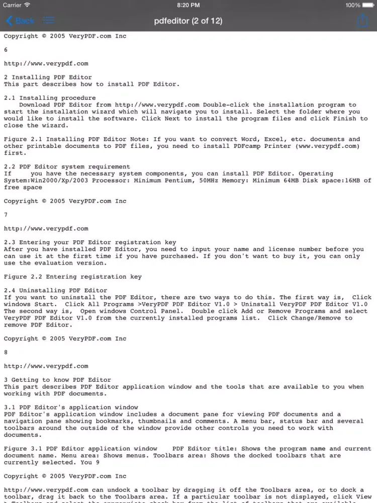VeryPDF PDF to Text iPad 應用截圖