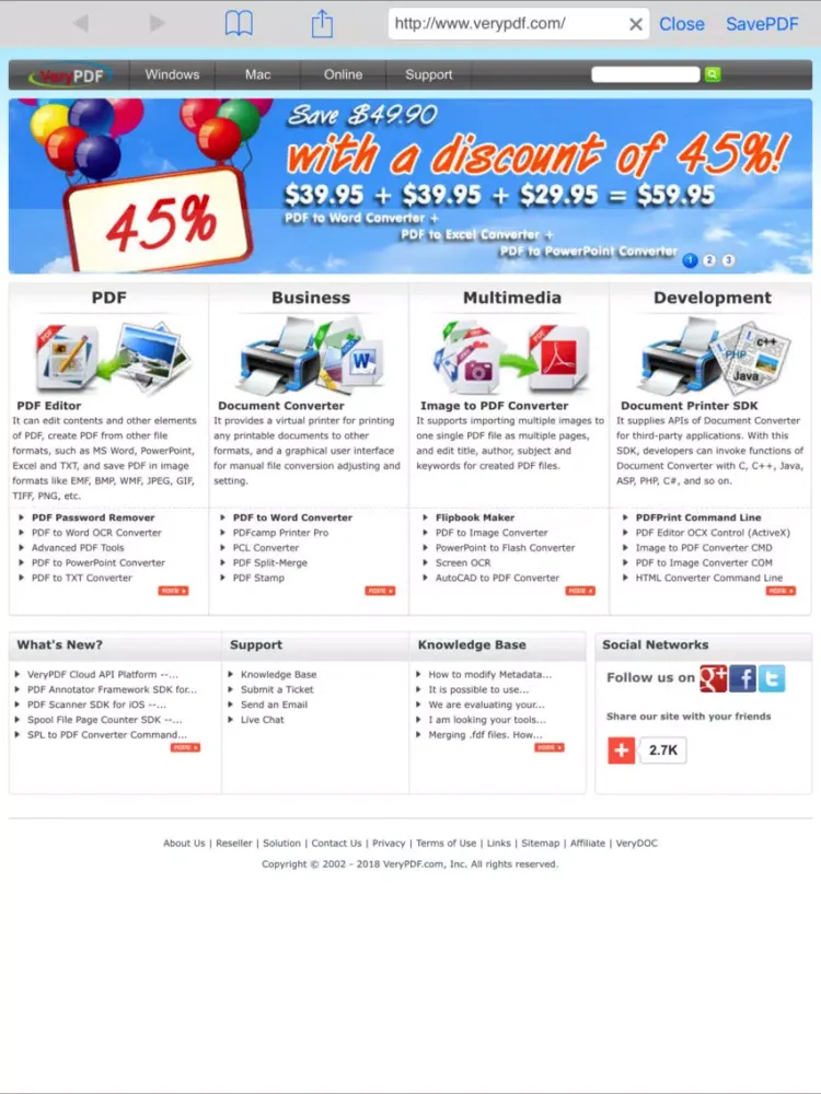 Capturas de pantalla de VeryPDF Web to PDF Converter iPad 