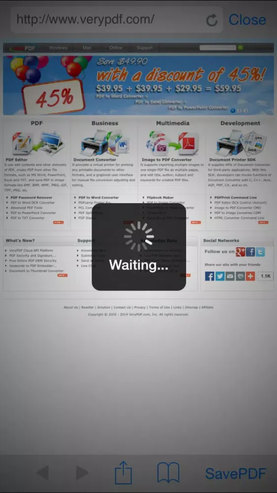 Capturas de pantalla de VeryPDF Web to PDF Converter